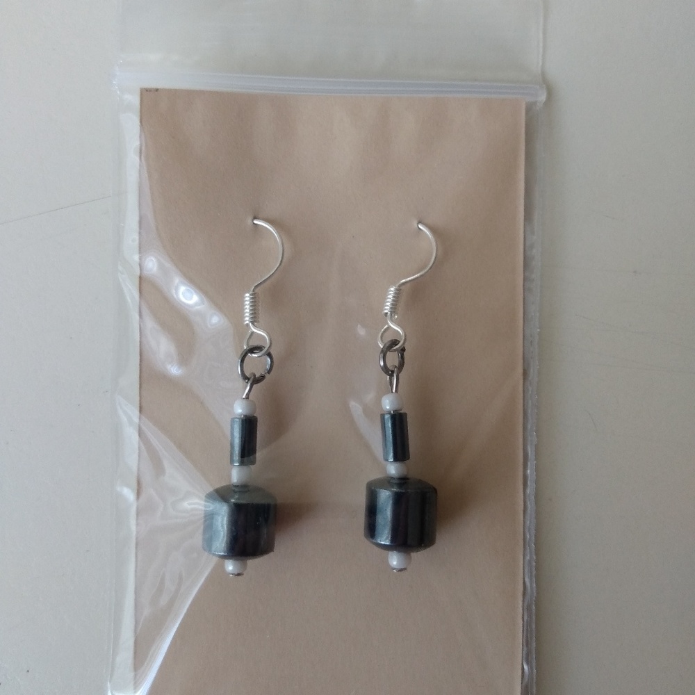 Handcrafted Magnetic Hematite & Seed Bead Earrings